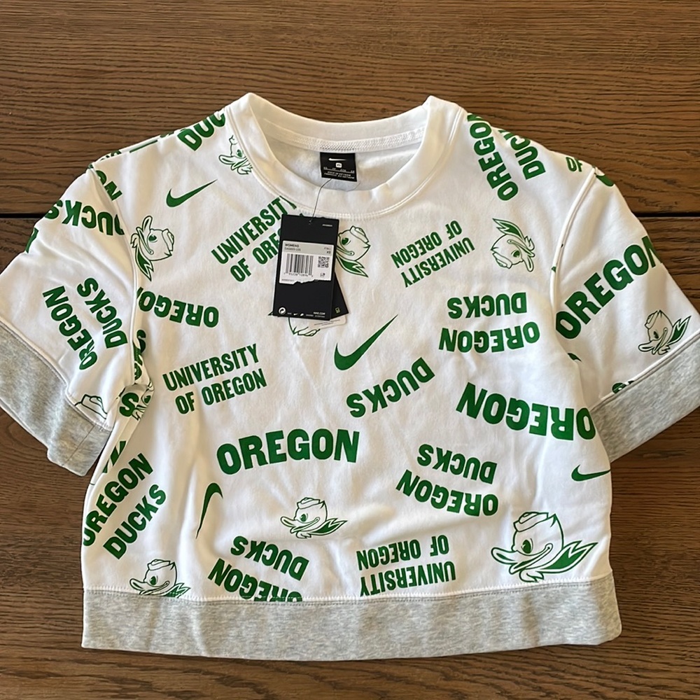 Women's Nike White/Heathered Gray Oregon Ducks Cropped Tri-Blend T-Shirt